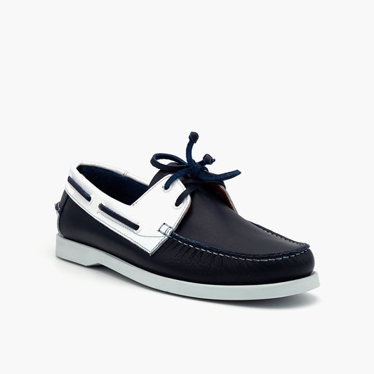 187 Boat Cuir Bleu & Blanc