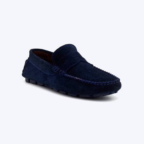 194  Mocassin Daim Bleu Marine