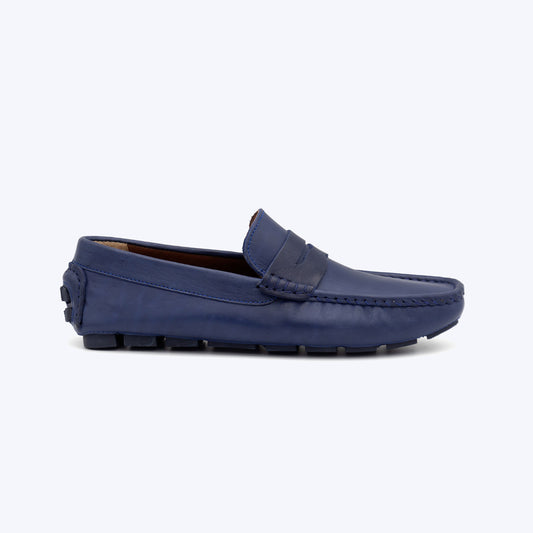 194 Mocassin Cuir Bleu