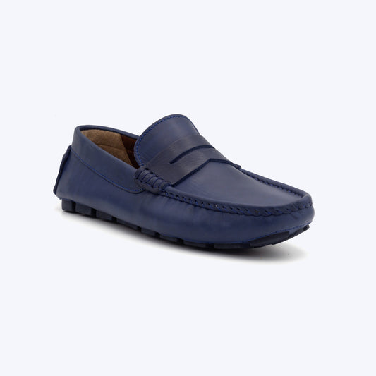 194 Mocassin Cuir Bleu
