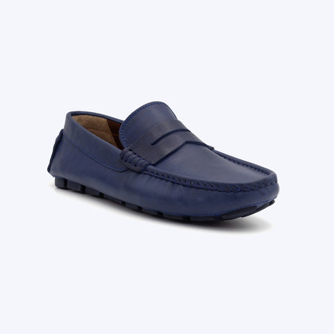 194 Mocassin Cuir Bleu