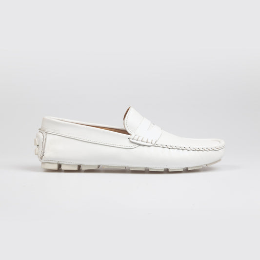 194 Mocassin Cuir Blanc