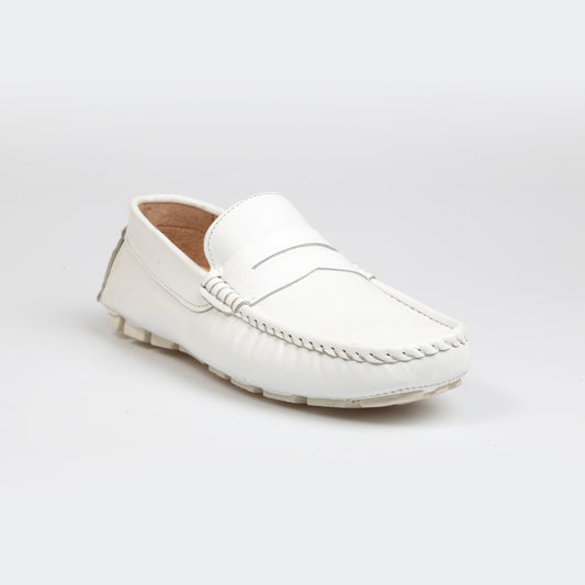 194 Mocassin Cuir Blanc