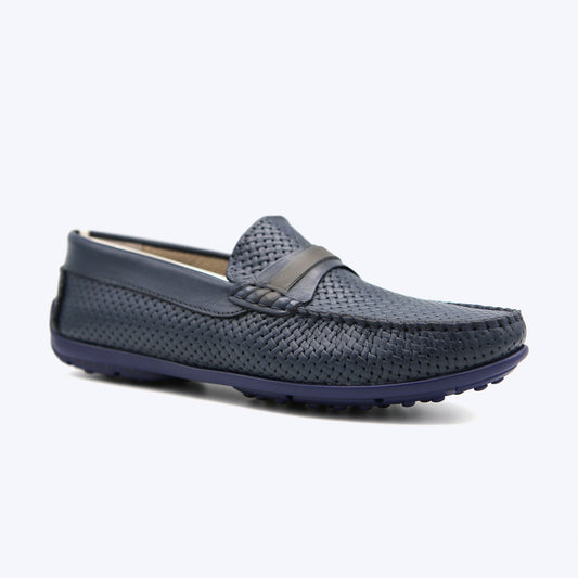 144  Mocassin Cuir Pr Bleu