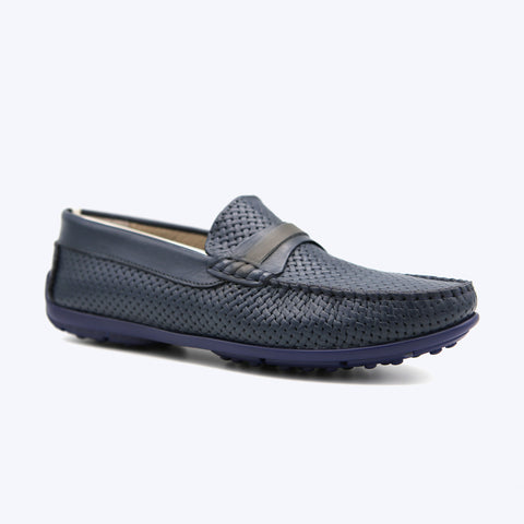 144  Mocassin Cuir Pr Bleu