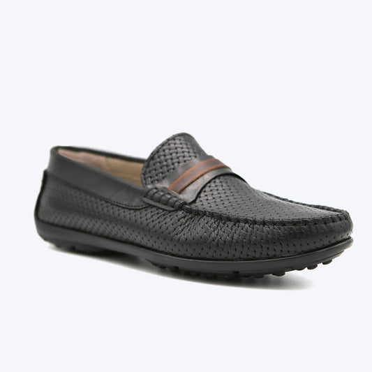 144  Mocassin Cuir Pr Noir