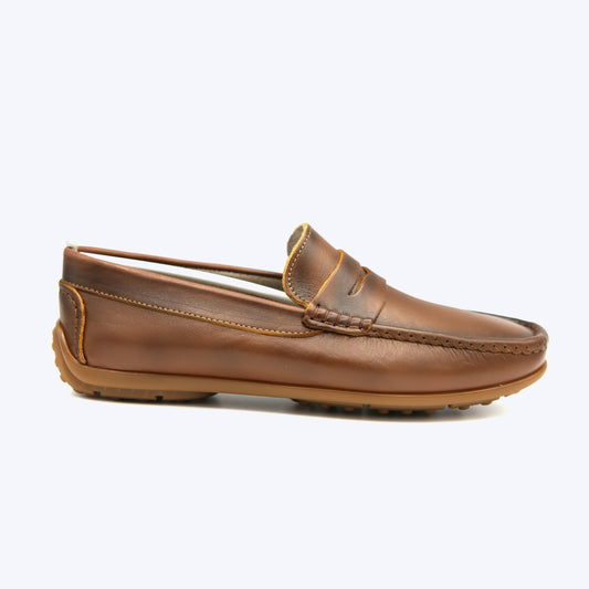 144  Mocassin Cuir Tabac