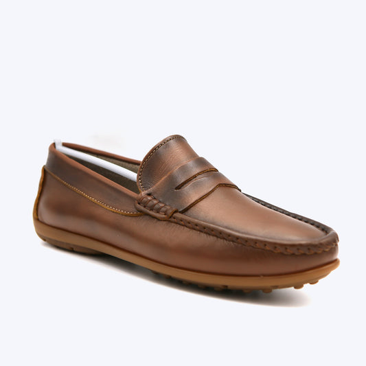 144  Mocassin Cuir Tabac
