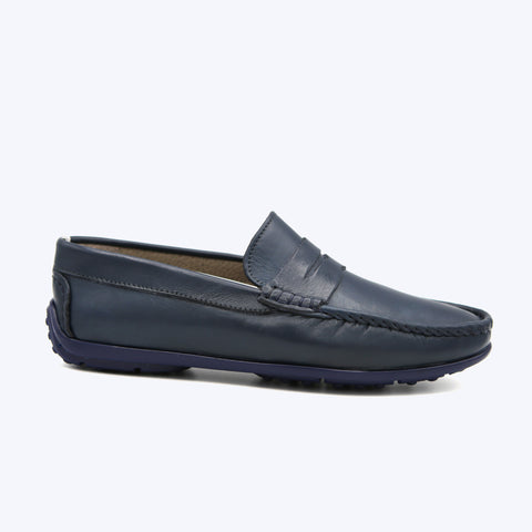 144  Mocassin Cuir Bleu