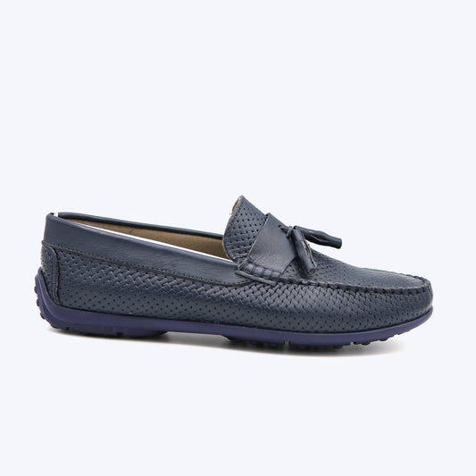 145  Mocassin Cuir Pr Bleu