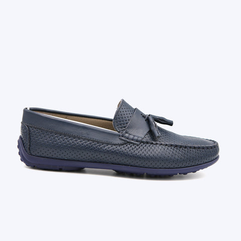 145  Mocassin Cuir Pr Bleu