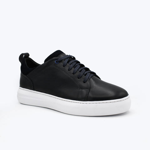 116 Basket Cuir Noir Sm blanc
